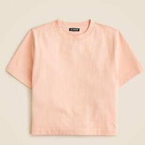 J.Crew Relaxed Premium-weight Cropped T-shirt SZ S Ballet Slipper Pink Crew Neck